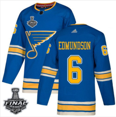 Blues #6 Joel Edmundson Blau Alternate 2019 Stanley Cup Final Stitched